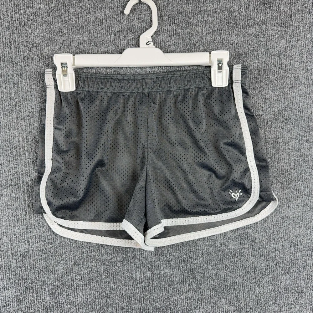 Justice Shorts Girls 16 Gray Mesh Athletic Running Drawstring Waist Activewear